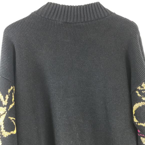 Vintage Metallic Knit Floral Rose Pullover Chunky Knit Holiday Sweater USA Made - Picture 4 of 8